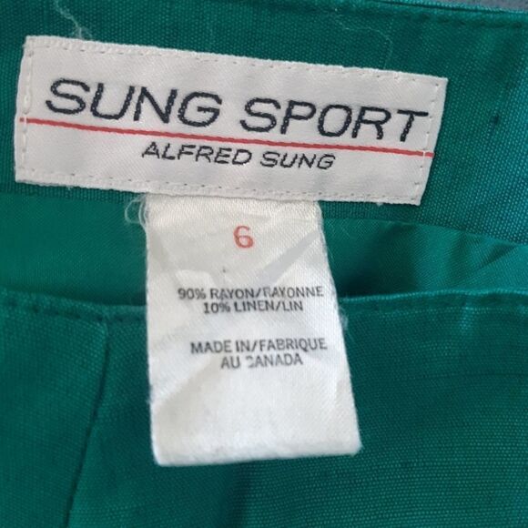 Vintage Alfred Sung Sport Green Midi Skirt - Picture 6 of 8